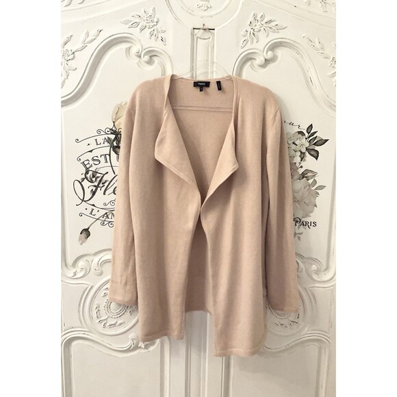 Theory Cardigan Sweater Women's S Camel Open Front Wool Blend - Picture 2 of 11